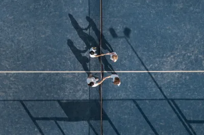 Flat lay people playing paddle tennis