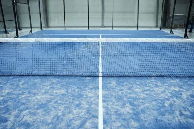 High angle empty paddle tennis field